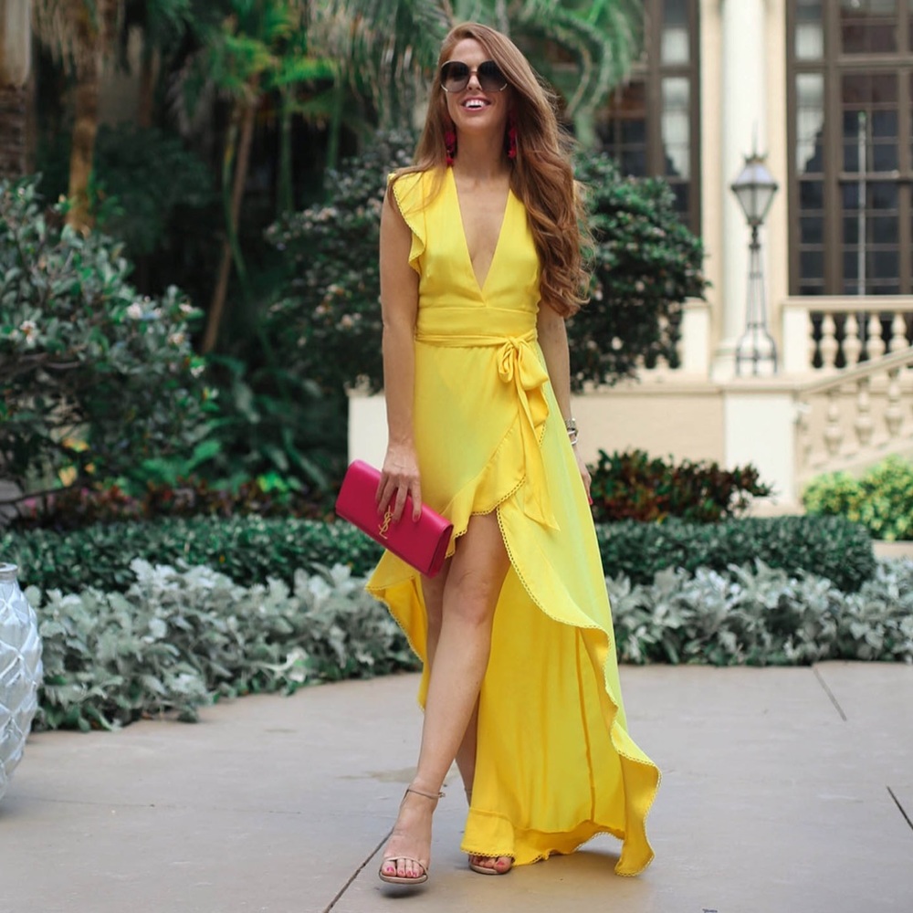 AFRM Revolve Ruffle Wrap Dress XS - Picture 4 of 8